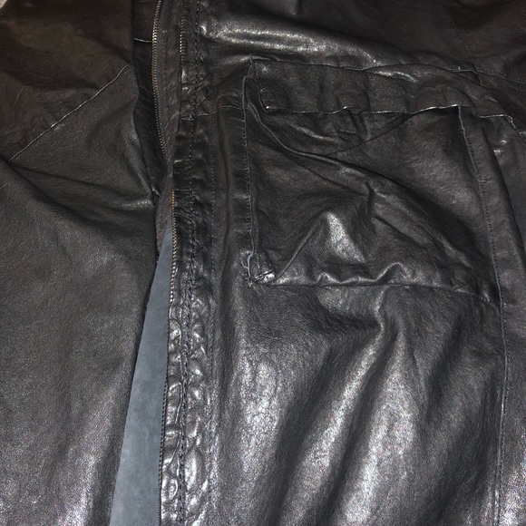 Transit Uomo Giubbino Black Leather Shirt Jacket - Picture 4 of 8